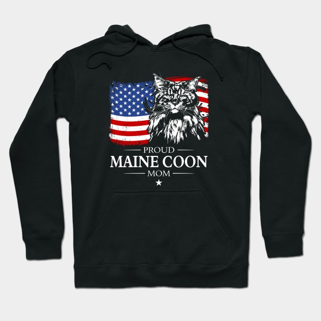 Proud Maine Coon Mom American Flag patriotic cat Hoodie by wilsigns